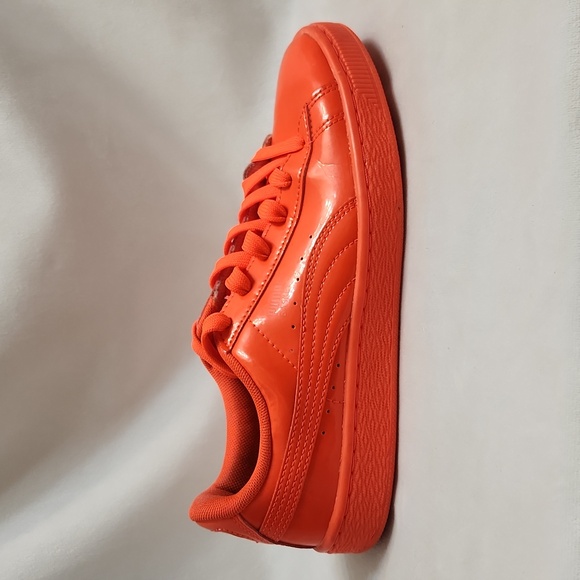 Puma Other - Puma Basket Neon Orange Patent Leather Lace-up sneakers (size 6.5C)